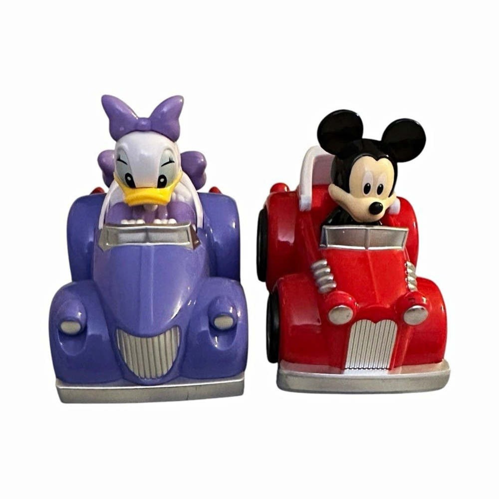 Disney Mickey Mouse & Daisy Duck Toy Car Lot of 2 - Red & Purple